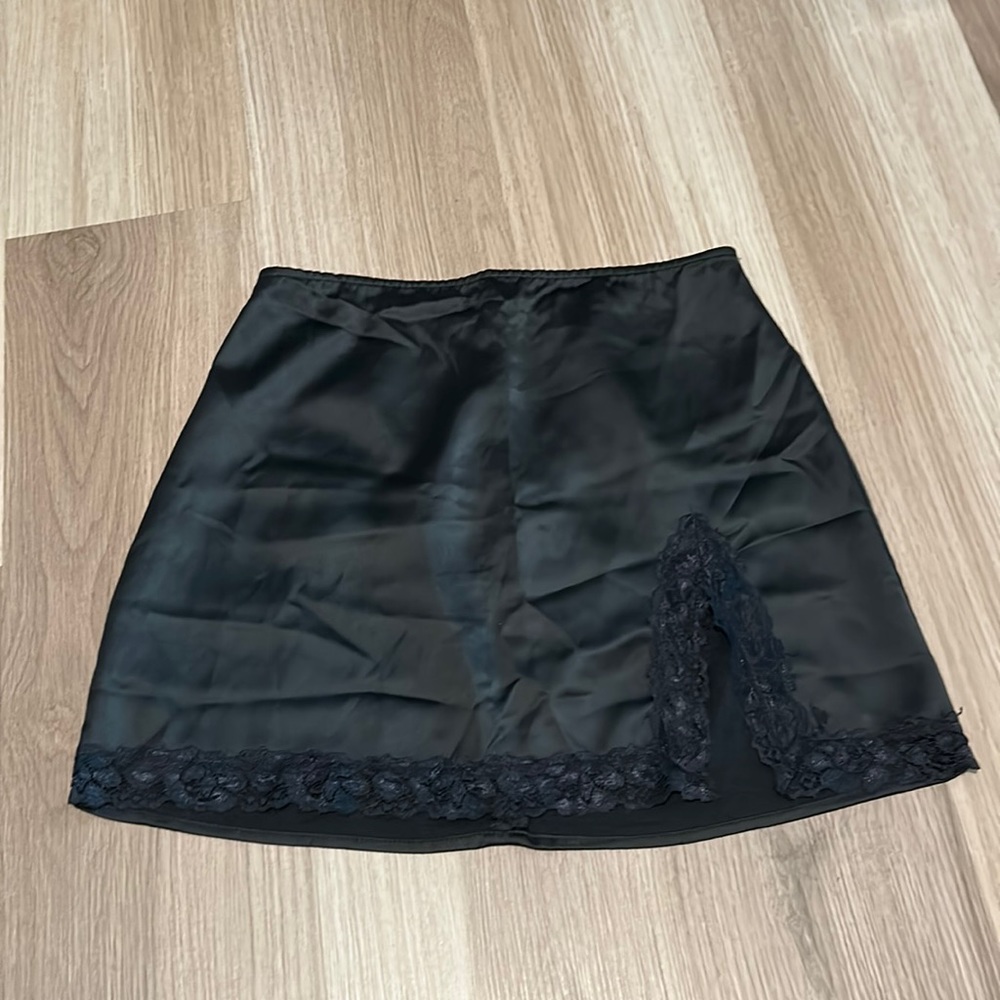 Black Mini Slip Skirt